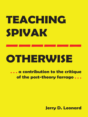cover image of Teaching Spivak—Otherwise